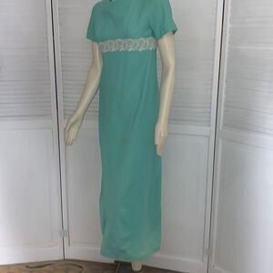 Vintage 60’s Pastel Empire Waist Maxi Dress‎ Size Small